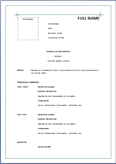 reverse chronological resume template  u2013 green stars