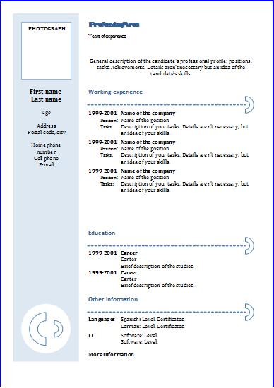 chronological resume template - blue